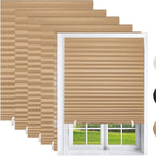 Blackout Pleated Paper Shades No Drill Cut to Size – 6 Pack Room Darkening Window Shades with 12 Clips, Temporary Portable Privacy Shades for Home, Travel & RV, Easy Install, 36"W × 72"H