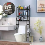 Over Toilet Storage Rack 3 Tier Metal Bathroom Organizer No Drill Space Saving Vertical Shelf Above Toilet Minimalist Design White or Black Small Bathroom Storage Solution