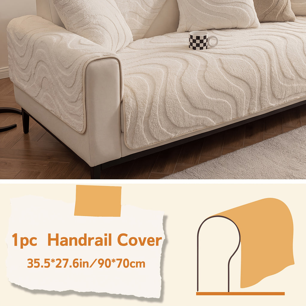 Velvet Sofa Cover Non-Slip Washable Plush Couch Slipcover Pet Friendly Thick Padded Furniture Protector 1 2 3 4 5 Seat Living Room Bedroom