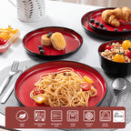 Ceramic Dinnerware Set Modern Matte Porcelain Plates Dishwasher Microwave Oven Safe Scratch Resistant Stoneware Tableware Black Red Blue for Restaurant Kitchen Wedding Gift
