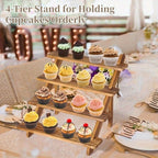 3/4/5-Tier Wooden Display Stand – Vintage Rustic Multi-Purpose Vertical Shelf for Home, Store, Bakery & Events | Jewelry, Dessert & Cupcake Display Rack