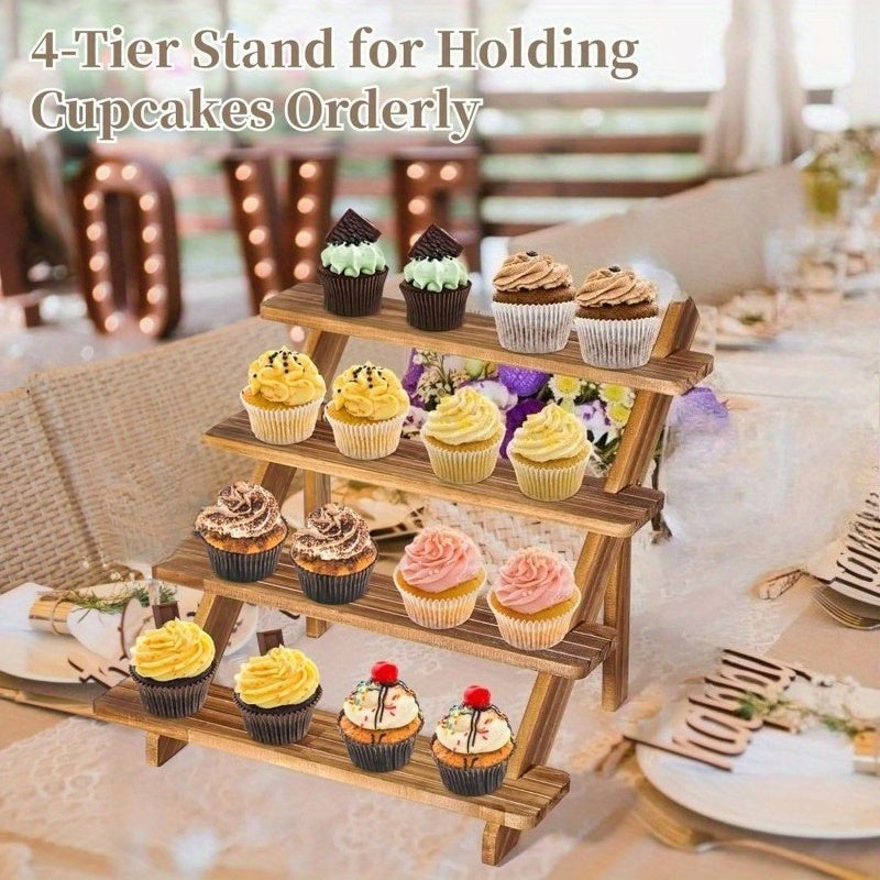 3/4/5-Tier Wooden Display Stand – Vintage Rustic Multi-Purpose Vertical Shelf for Home, Store, Bakery & Events | Jewelry, Dessert & Cupcake Display Rack