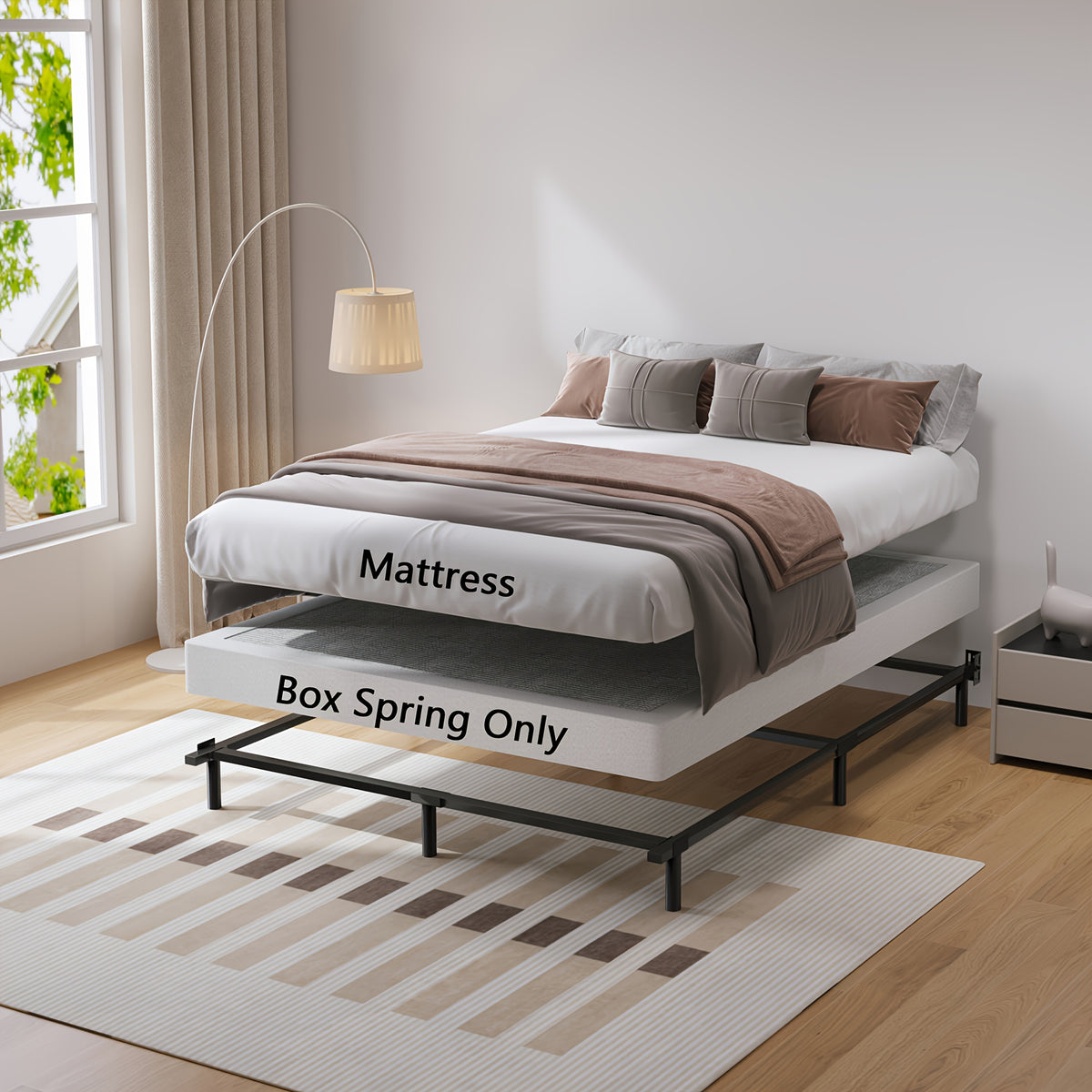 Box Spring Bed Base 5/7/9 Inch – 3000 Lbs Heavy Duty Metal Mattress Foundation, Fabric Cover, Noise-Free & Easy Assembly | Twin & Queen