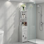 Large Capacity Bathroom Organizer Storage Cabinet with Toilet Paper Holder – Waterproof Dustproof Wall-Mount Bathroom Storage for Kitchen Bedroom Living Room Dining Room, Easy to Install