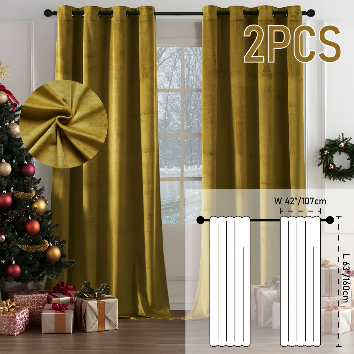 Luxury Velvet Blackout Curtains (Set of 2) | Thermal Insulated, Noise Reducing | Living Room & Bedroom