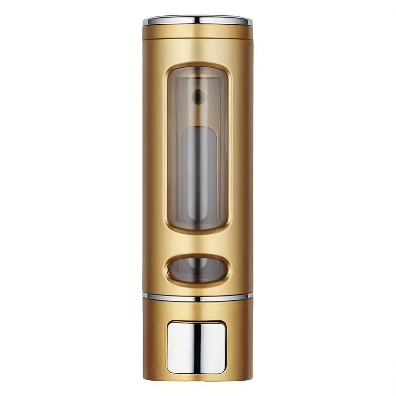 Wall-Mounted Soap Dispenser, 13.53oz Large Capacity Manual Press – No-Drill Adhesive Mount, for Shampoo, Shower Gel & Liquid Cosmetics, Black / White / Gold