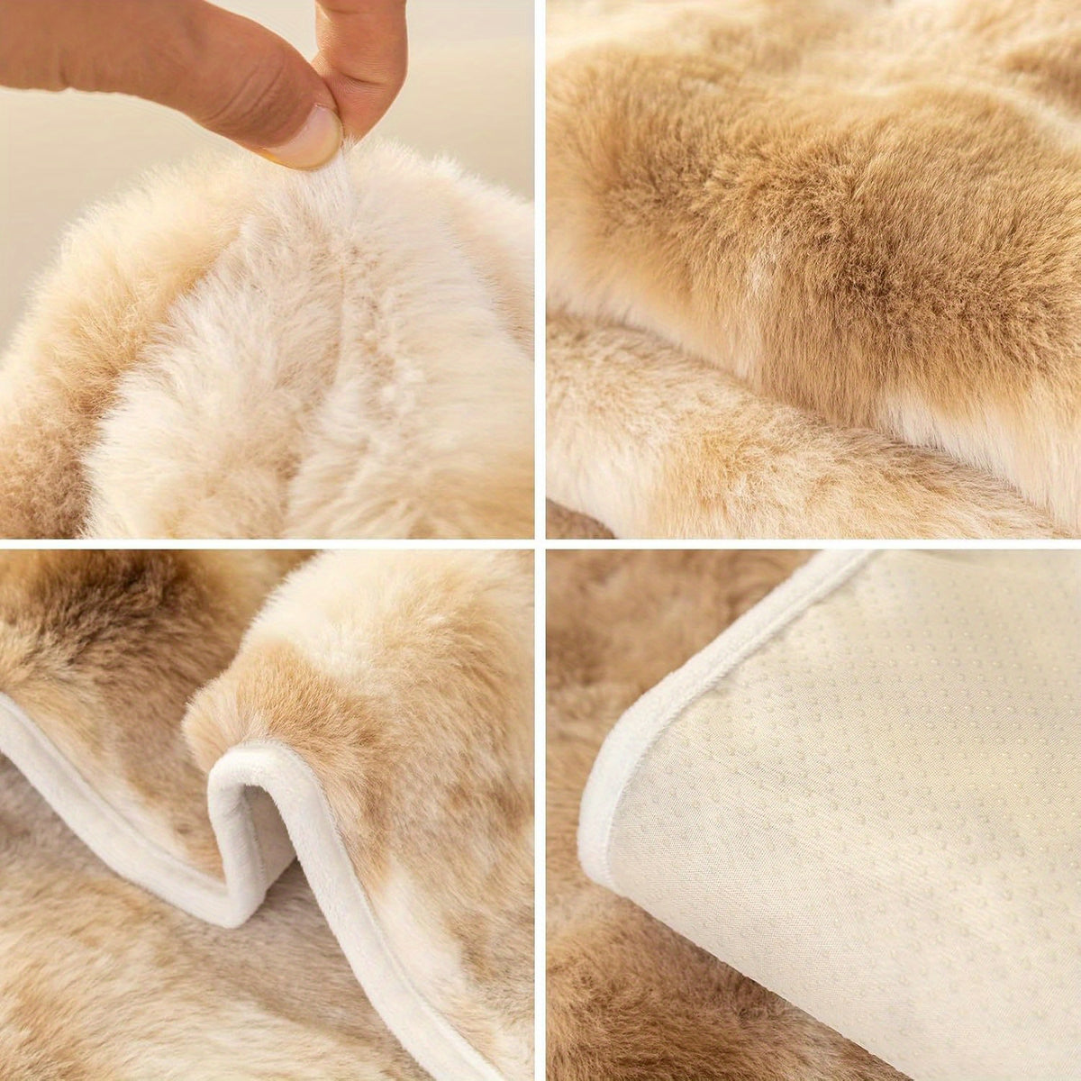 Gradient Faux Rabbit Plush Sofa Cover Non-Slip Furniture Protector – Armchair Loveseat 2 3 4 Seater Couch Cover, Armrest Backrest Pillow Case, 4 Colors 7 Sizes