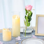 TOMNK Bulk Clear Cylinder Glass Vases 12/20/24pcs in 4-5 Sizes – Tall Boho Flower Vase Set for Wedding Centerpieces, Rustic Home Decor, Formal Dinners, Parties & Hurricane Floating Candle Holders