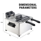 1700W Large Electric Deep Fryer with Time & Temperature Control Stainless Steel View Window Lid Frying Basket 101oz & 1.32 Gallon