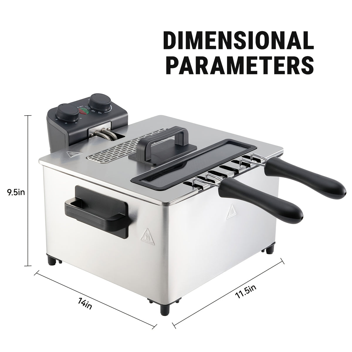 1700W Large Electric Deep Fryer with Time & Temperature Control Stainless Steel View Window Lid Frying Basket 101oz & 1.32 Gallon