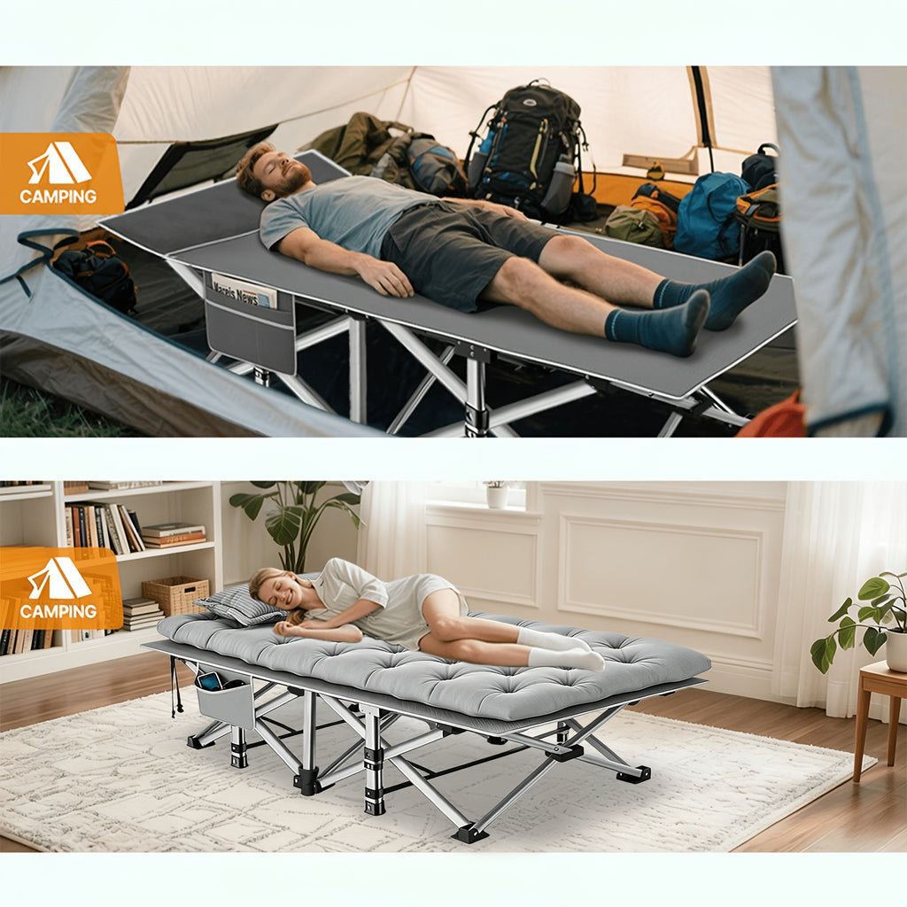 Portable Folding Camping Bed 28in Wide Heavy Duty 510 710 lbs with Optional Mattress Cushion Pillow Carry Bag Cot for Office Nap Beach Yard RV Adult