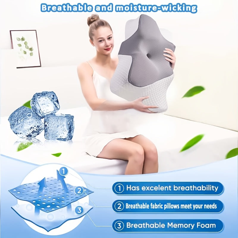Memory Foam Cervical Support Pillow – Slow Rebound Breathable Arch Pillow for All Sleeping Positions, Neck & Spine Relief, Soft Multifunctional Bed Pillow & Family Gift