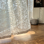 French Tulle Sheer Curtains 2 Panels Cream Hollow Princess Style – Romantic Translucent Rod Pocket Drapes for Living Room Bedroom Balcony Wedding, 5 Sizes