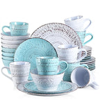 32 Piece White Porcelain Dinnerware Set Embossed Flower Microwave Dishwasher Oven Safe Plates Bowls Service for 8 Wedding Anniversary Gift