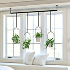 Vertical Planter Set with Adjustable Metal Rod, Iron Rings & Hanging Flower Pots for Window Sill & Balcony, Mini Vertical Garden Kit for Indoor Outdoor Plants, Space-Saving Patio Planter
