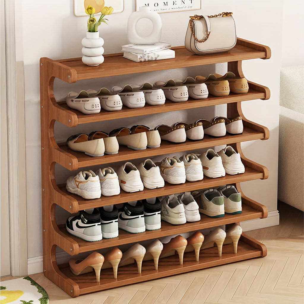 Bamboo Shoe Rack 3, 5 or 6-Tier Wide Wood Grain Finish – Freestanding Shoe Storage Shelf Holds 6 to 24 Pairs, Easy Assembly for Entryway, Hallway, Bedroom, Living Room & Garage