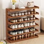 Bamboo Shoe Rack 3, 5 or 6-Tier Wide Wood Grain Finish – Freestanding Shoe Storage Shelf Holds 6 to 24 Pairs, Easy Assembly for Entryway, Hallway, Bedroom, Living Room & Garage