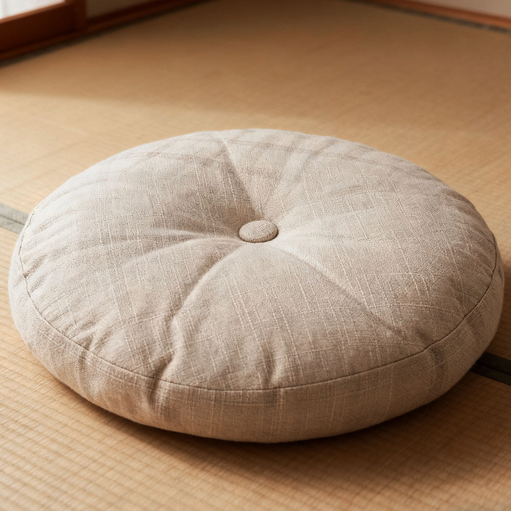 Round Seat Cushion 40x40cm 15cm Thick Firm Futon Meditation Mat Removable Linen Cover Chair Pad for Office Dining Chair Home Decor All Seasons Christmas