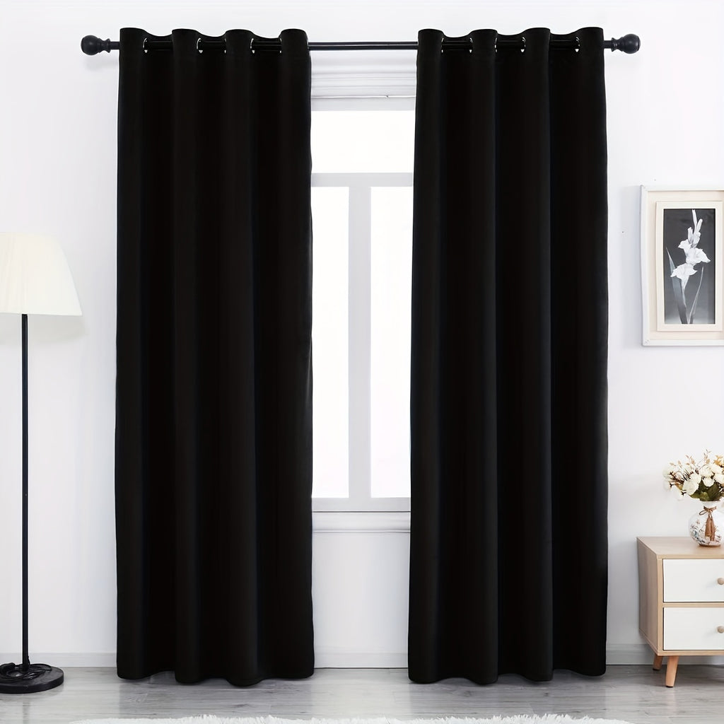 Velvet Curtains 52” Wide – Soft Grommet Thermal Insulated Light Filtering Velvet Window Panels for Bedroom | 2-Panel Set in 14 Colors & 7 Lengths