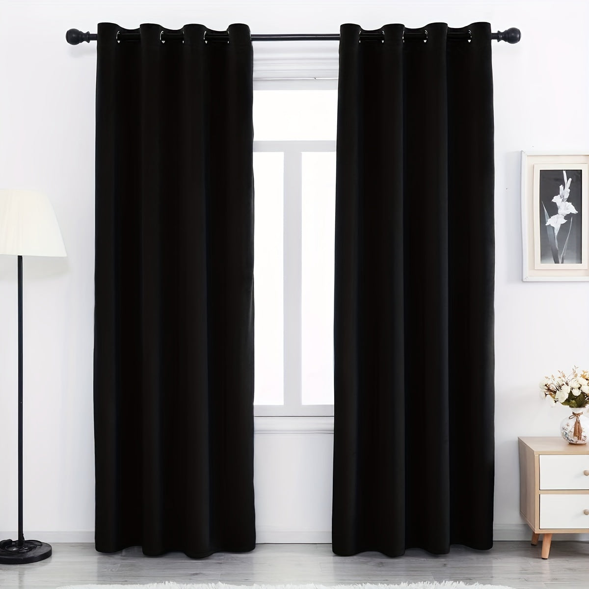 Velvet Curtains 52” Wide – Soft Grommet Thermal Insulated Light Filtering Velvet Window Panels for Bedroom | 2-Panel Set in 14 Colors & 7 Lengths