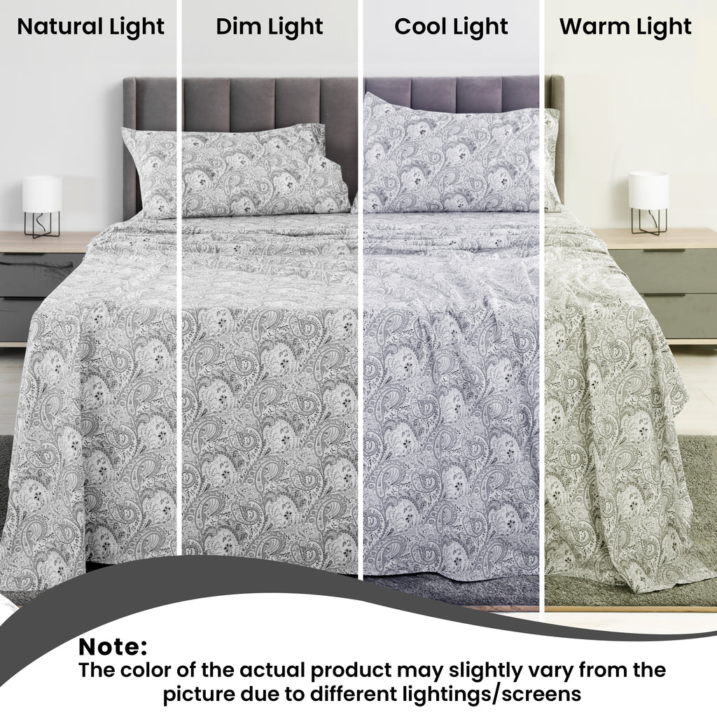 Paisley Bed Sheet Sets Queen King Twin Full Cal King – Soft Brushed Microfiber Deep Pocket Fitted Sheet & Pillowcases, Wrinkle Free