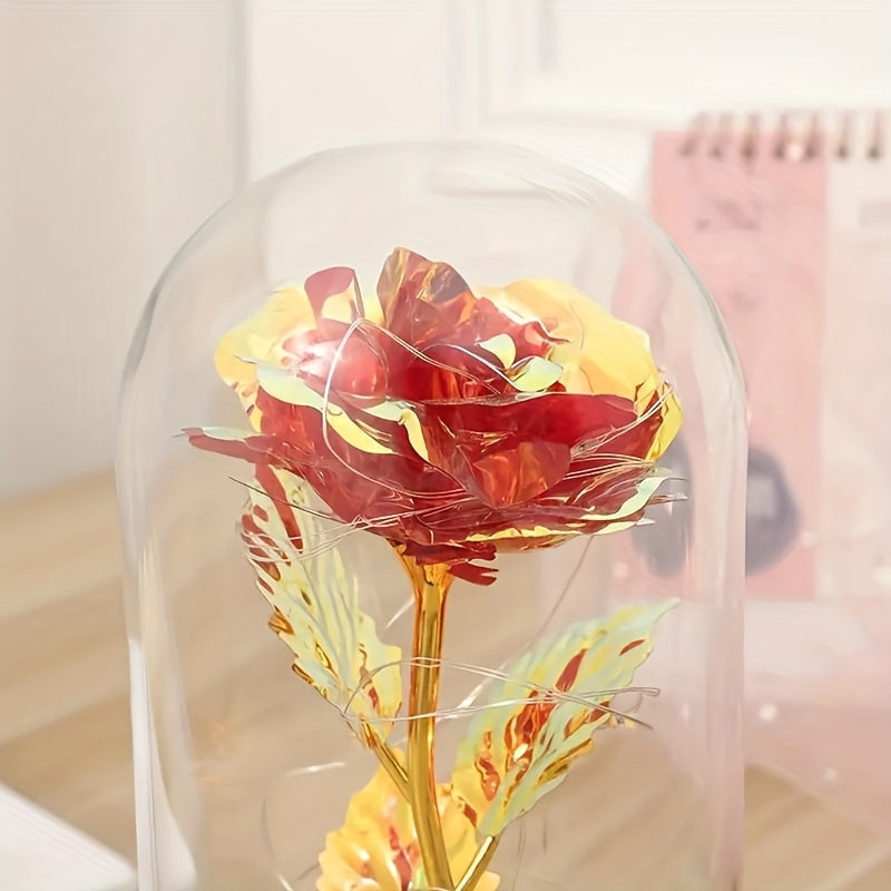 LED Rose Glass Dome Eternal Flower Night Light – Valentine's Day Gift for Girlfriend Mother's Day Wedding Bridesmaid Romantic Desktop Decor