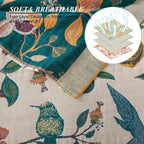 Boho Cotton Throw Blanket Twin Queen King – 100% Cotton Soft Luxury Reversible Quilt, Floral Lemon Print Farmhouse Bohemian Bed Blanket for All Seasons