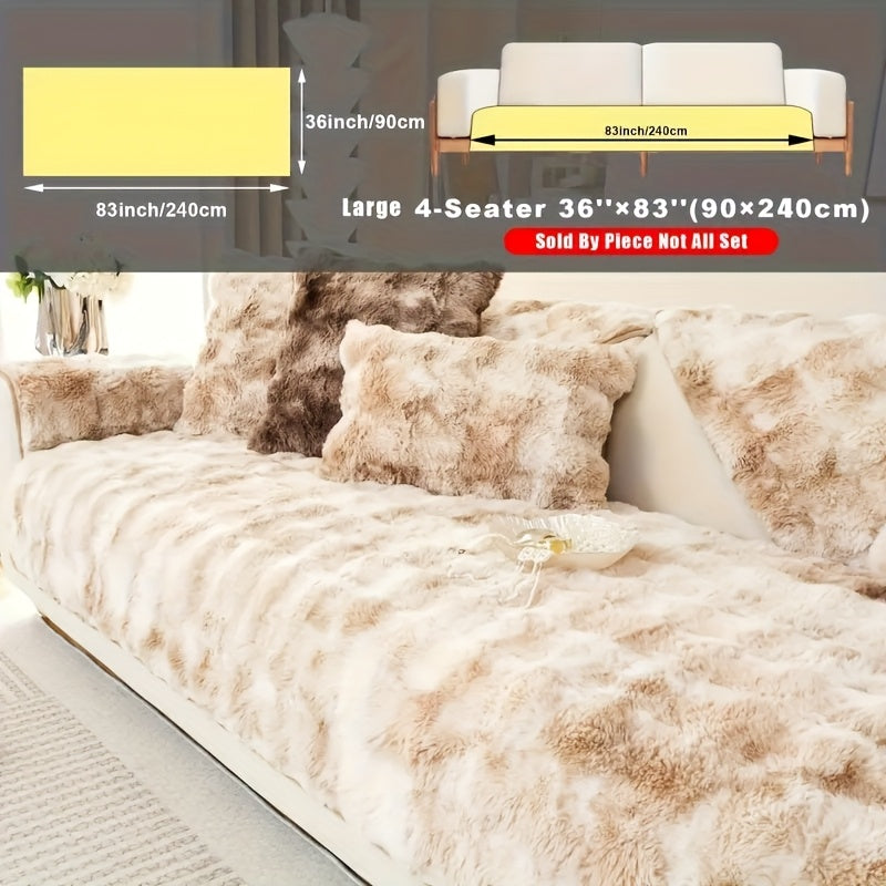 Faux Lamb Fluffy Sofa Cover Modern Gradient – Thick Plush Pet-Friendly Polyester Sofa Protector, Machine Washable 450-500g Fabric for Single, Double, Triple & Combination Sofas