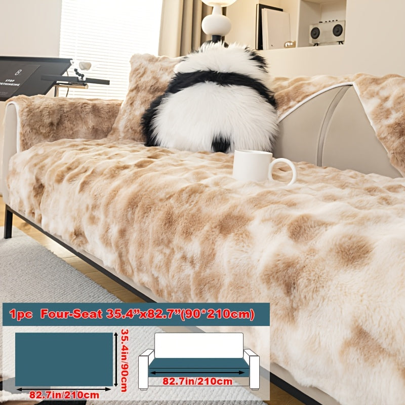 Plush Gradient Velvet Sofa Cover 450-500gsm Super Soft Warm Winter Pet Friendly Non-Slip Machine Washable Modern Style 1 2 3 4 Seater Living Room Couch Protector