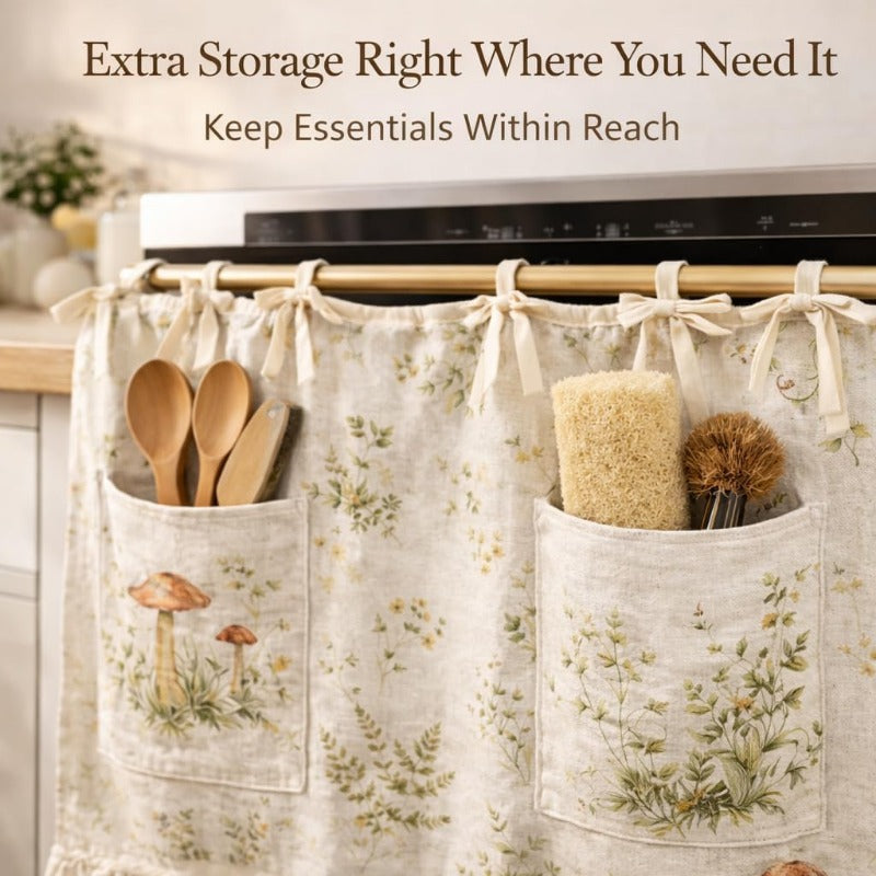 Appliance Skirt Curtain with Pockets – Farmhouse Kitchen Decor, Blackout Polyester, Grommet Top, Ruffled Trim | Hides Dishwasher, Washing Machine & Range Clutter | Nuvia Haven