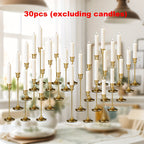 Copper Taper Candle Holders Set 30/36/48 Pcs Retro Minimalist Candlestick for Dining Table Wedding Birthday Christmas Fireplace Home Decor