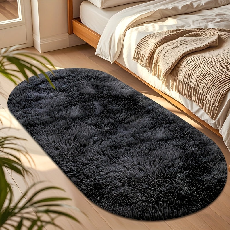 Oval Plush Area Rug Anti-Slip Machine Washable Soft Carpet 2x4 Ft Bedroom Living Room Home Decor