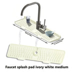 Silicone Sink Drying Mat & Faucet Splash Pad with Sponge Holder – Wave Pattern, 5° Drainage Slope, Heat-Resistant, 3 Sizes & 3 Colors for Kitchen & Bathroom Counter