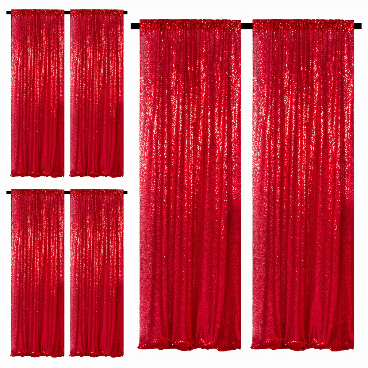 Sequin Backdrop Curtains – Glitter Party & Wedding Background Panels, 2ft×8ft per Panel, 4/6/8 Panel Sets, 29 Colors for Birthday, Stage, Bridal & Event Decor