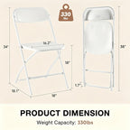 Stackable Folding Dining Chairs 350 Lbs Capacity Steel Frame for Kitchen Dining Room Catering & Outdoor Parties – Space-Saving Plastic Chairs