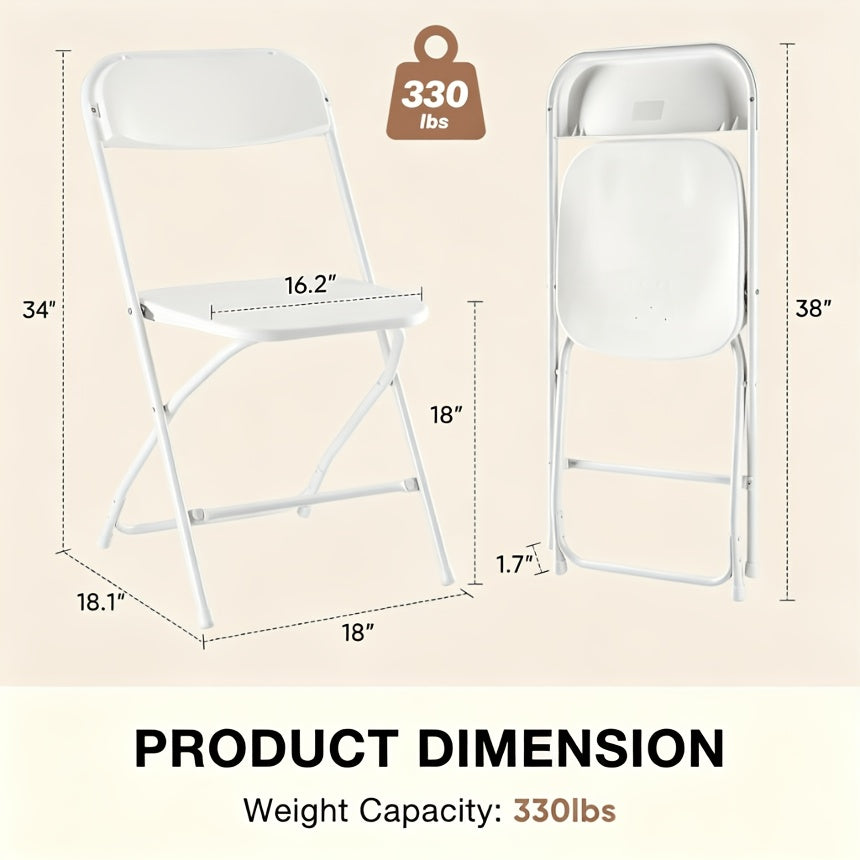 Stackable Folding Dining Chairs 350 Lbs Capacity Steel Frame for Kitchen Dining Room Catering & Outdoor Parties – Space-Saving Plastic Chairs