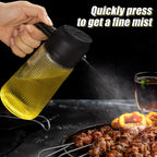 16oz Glass Oil Dispenser Bottle 2-in-1 Spray & Pour – Ribbed Olive Oil Sprayer for Kitchen Cooking, Refillable Glass Oil Spritzer with Leak-Proof Pourer, 1pc or 2pcs