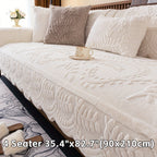 Faux Rabbit Fur Sofa Cover Thick Winter Warm Couch Protector Non-Slip Machine Washable Pet-Friendly Floral Sofa Slipcover for 1 2 3 4 Seater Living Room Bedroom
