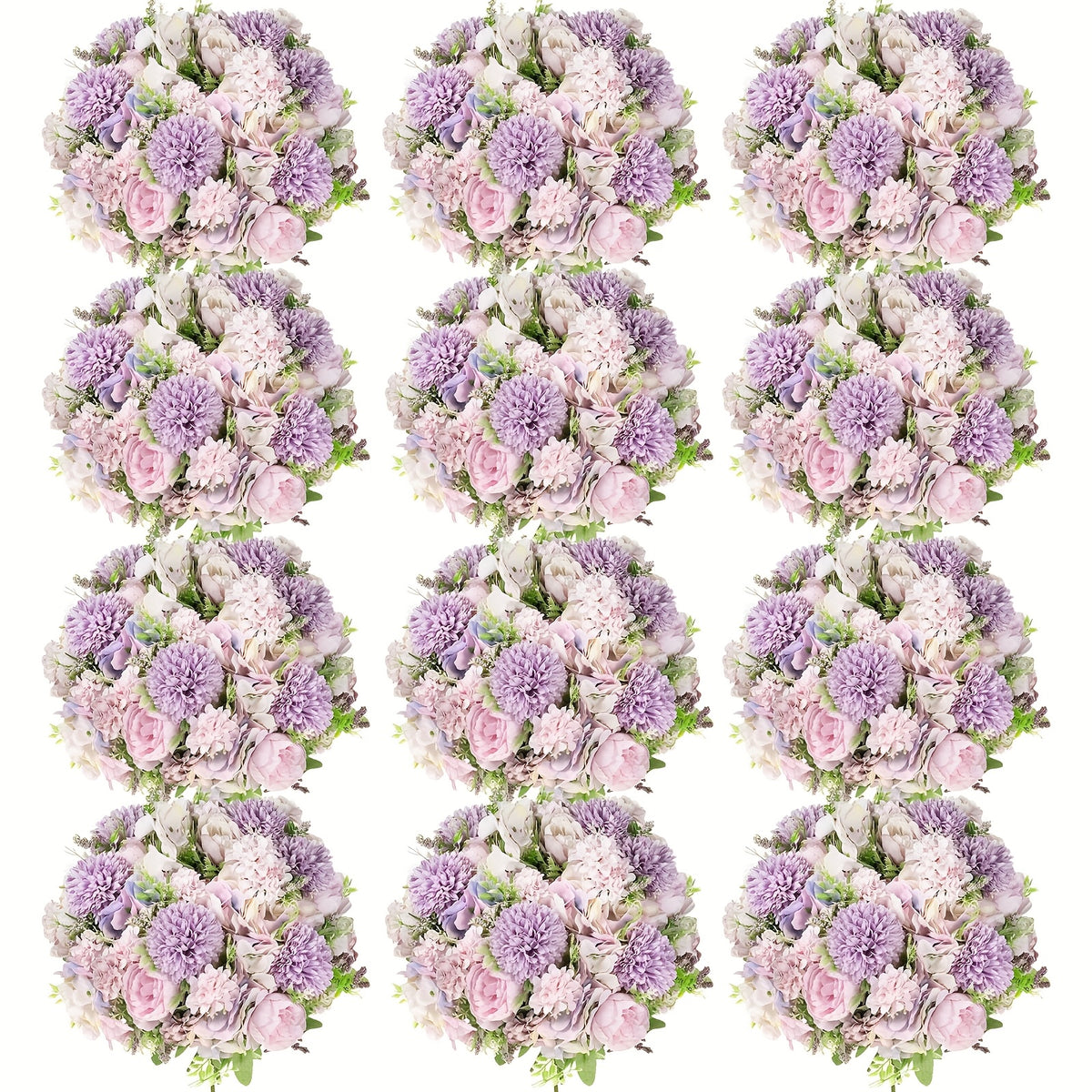 Artificial Peony Flowers 12 Bundles – Faux Peony & Hydrangea Bouquet for Wedding Table Centerpiece, Floral Vase Decor, Home & Party Flower Arrangements