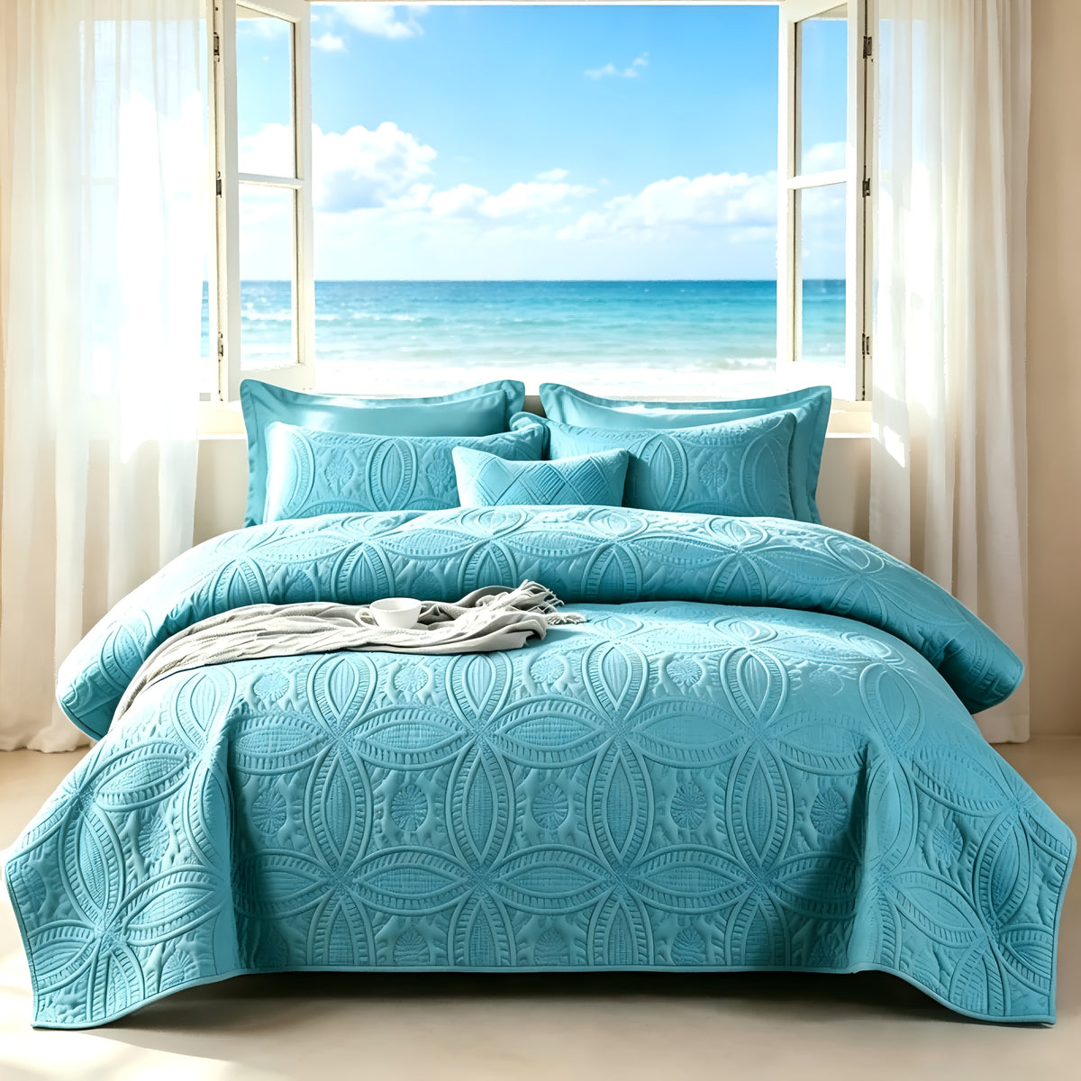 Lightweight Embossed Blanket Set with Pillowcases – Ultra Soft Textured Bed Blanket Twin Queen King, Breathable All Season Blanket for Bedroom Sofa Couch