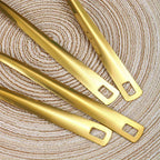 6-Piece Korean Style Stainless Steel Kitchen Utensil Set Golden Plated Cooking Spoons Frying Spatulas Hot Pot Clips with Filters