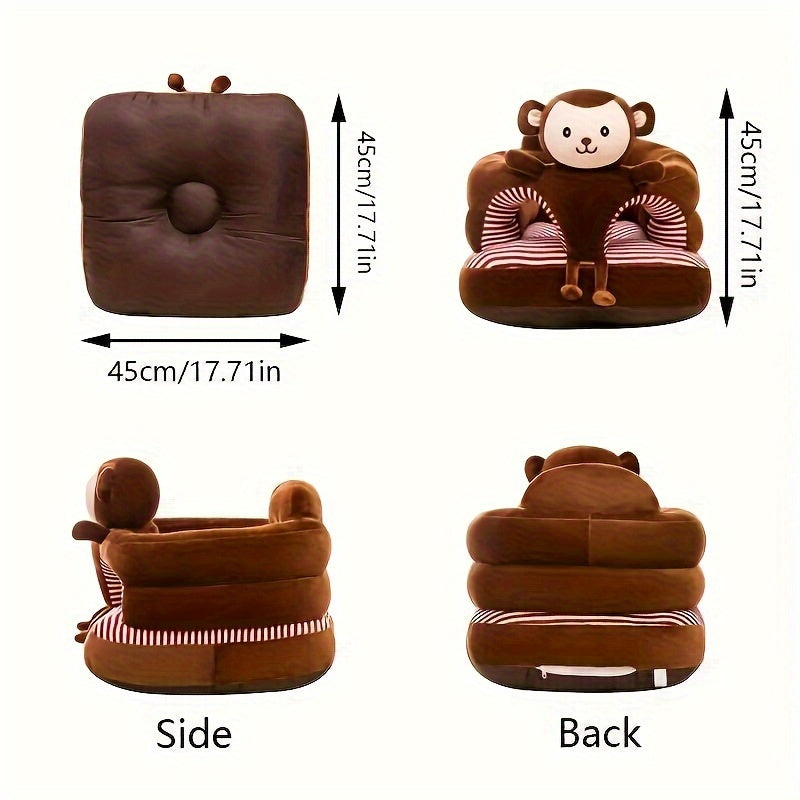 Kids Cartoon Sofa Chair Soft Thickened Toddler Seat – Cute Animal Design (Monkey, Elephant, Duck & More), Safe Learn-to-Sit Baby Chair, Portable Space-Saving Kids Furniture