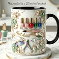 Nail Polish Ceramic Coffee Mug 11oz – Funny 3D Effect Manicure Cup, Two-Color Handle, Dishwasher Safe, Gift for Nail Techs & Beauty Lovers, Home Office Decor