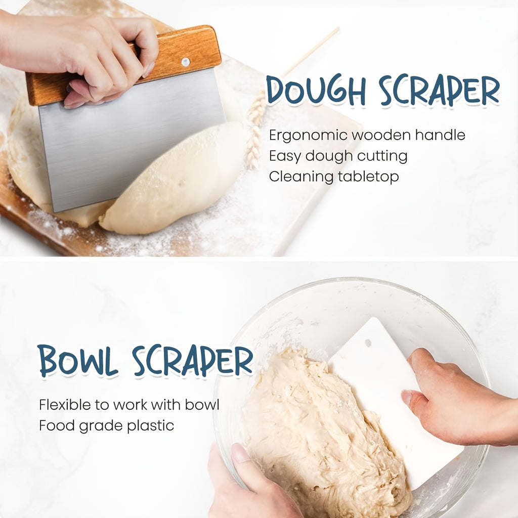 Sourdough Bread Baking Kit with Banneton Proofing Basket Set - Complete Starter Supplies Including Oval & Round Proofing Baskets, Sourdough Starter Jar, Baking Tools & Utensils for Home Bakers