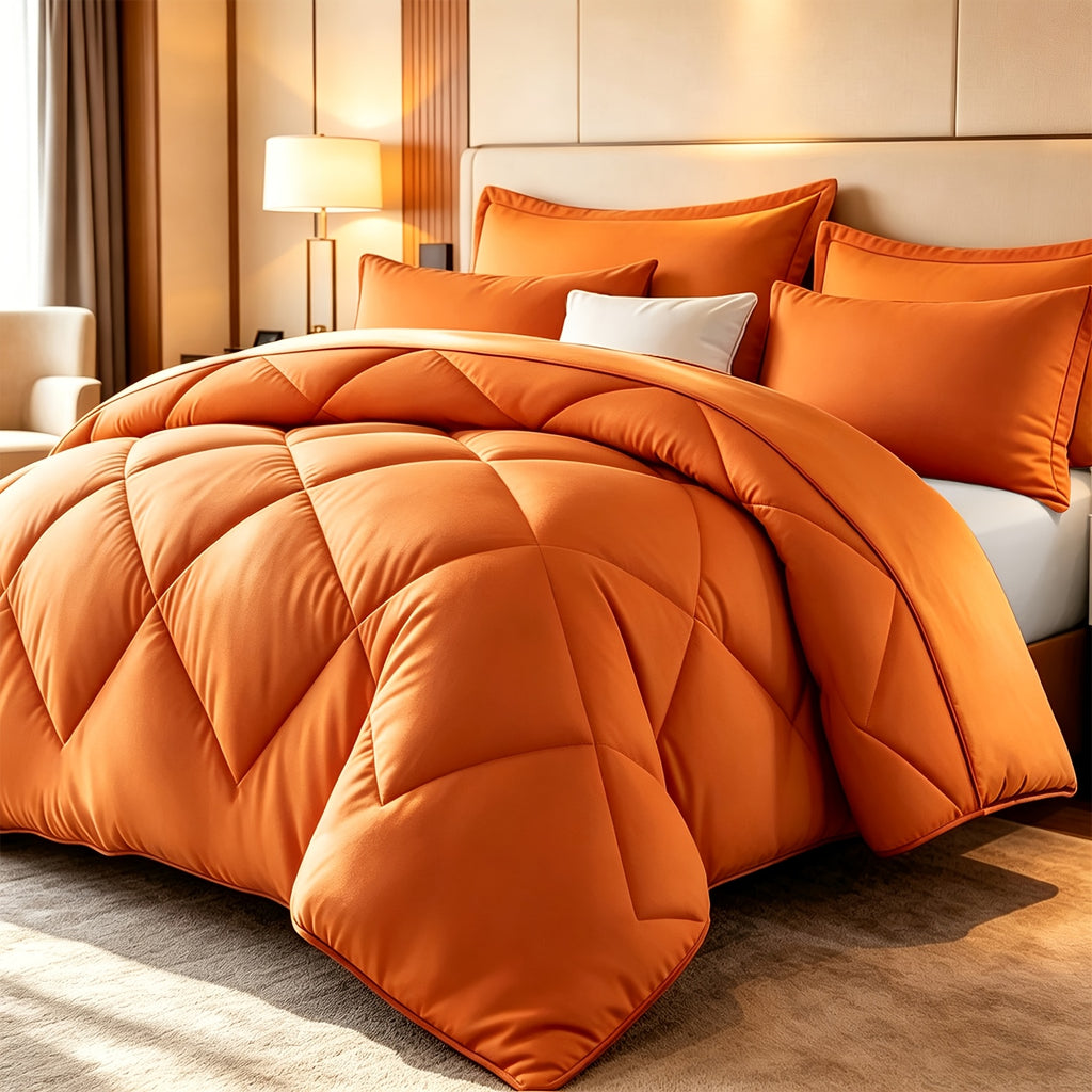 Diamond Pattern Quilt Set 2/3 Piece – Solid Color Lightweight Breathable Ultra-Fine Fiber Comforter with Pillowcases, Soft Easy Care Bedding for Bedroom & Guest Room