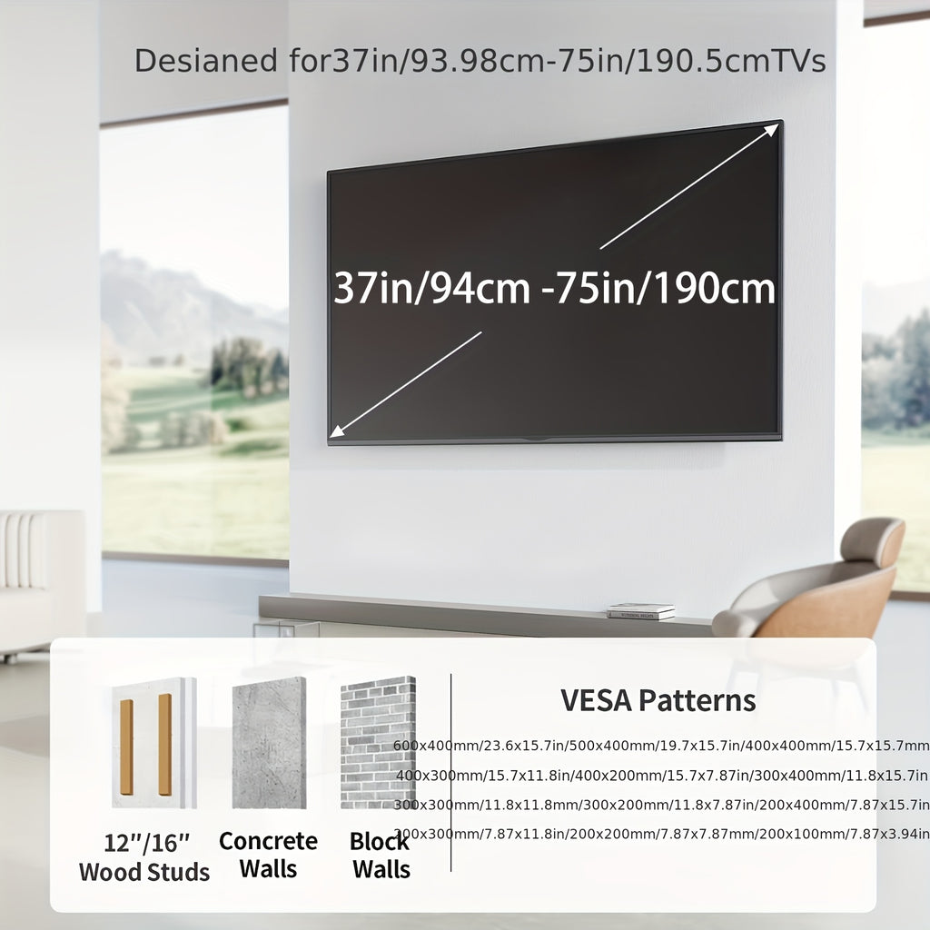Full Motion TV Wall Mount for 37–86 Inch TVs, Heavy Duty Articulating Bracket, Swivel & Tilt, VESA 600x400mm, Holds Up to 100 lbs