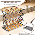 Wire Cooling Rack Set Collapsible Stainless Steel with Muffin Cup Slots - Baking Rack for Cakes, Cupcakes, BBQ & Drying, Stackable Oven Safe Cooling Grid