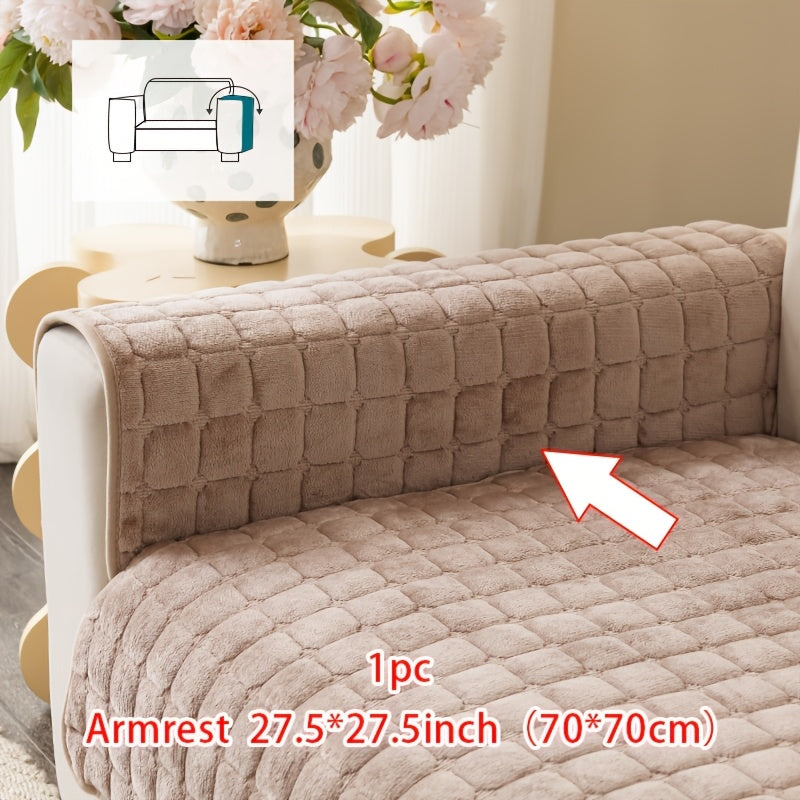 Short Plush Sofa Cover Soft Thick Pet Friendly All Season Sofa Protector Machine Washable for 1 2 3 4 Seater Living Room Bedroom Office Winter