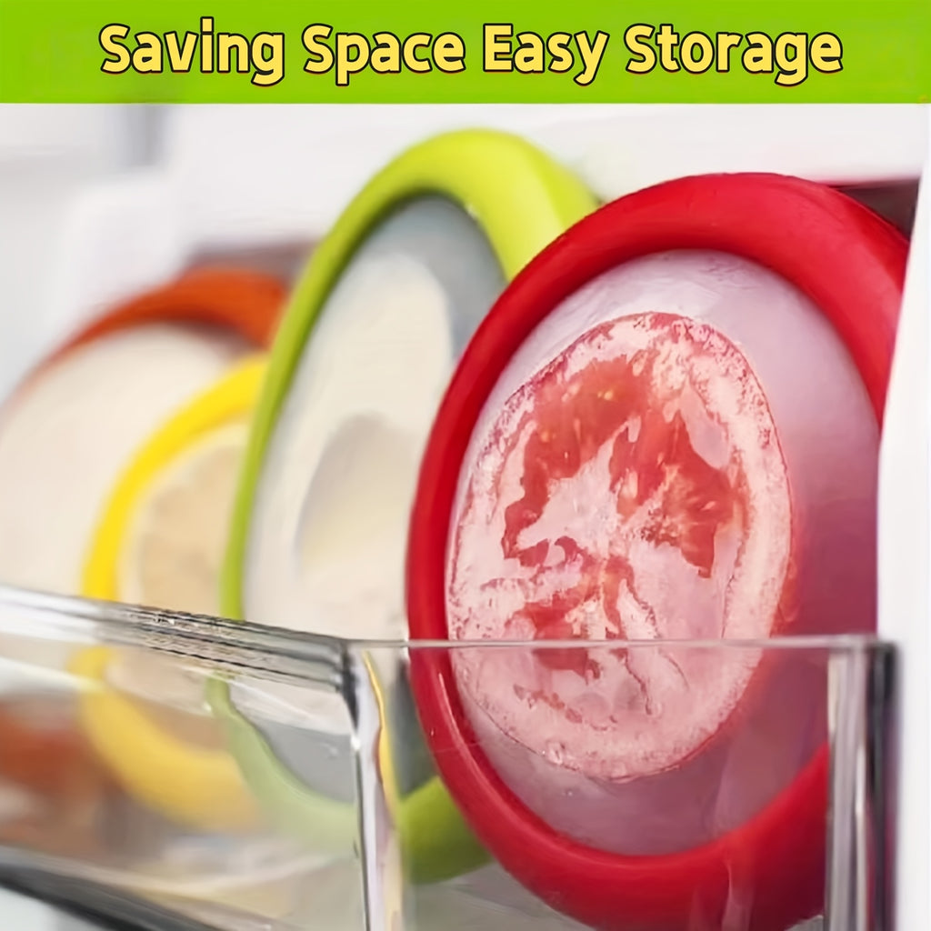 Silicone Fruit & Vegetable Fresh Keeper Set - Reusable Produce Saver Containers for Avocado, Onion, Tomato, Lemon, Garlic & Potato, Fridge Storage, 6 or 8 Piece Set