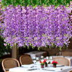Artificial Wisteria Vine Garland 24 Pack 90 Feet Fake Hanging Flower String Purple Silk Floral Decor for Wedding Backdrop Party Ceiling Home Living Room Bedroom Outdoor Garden Boho Decor Bulk
